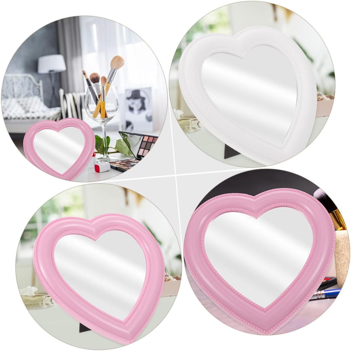 VINTORKY Heart-Shaped Wall-Mounted Makeup Mirror for Vanity