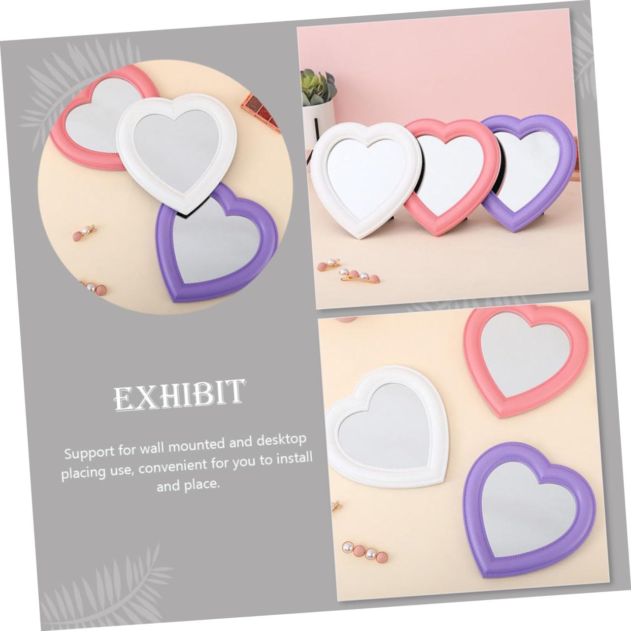 Gatuida 2pcs Heart Shape Makeup Mirror