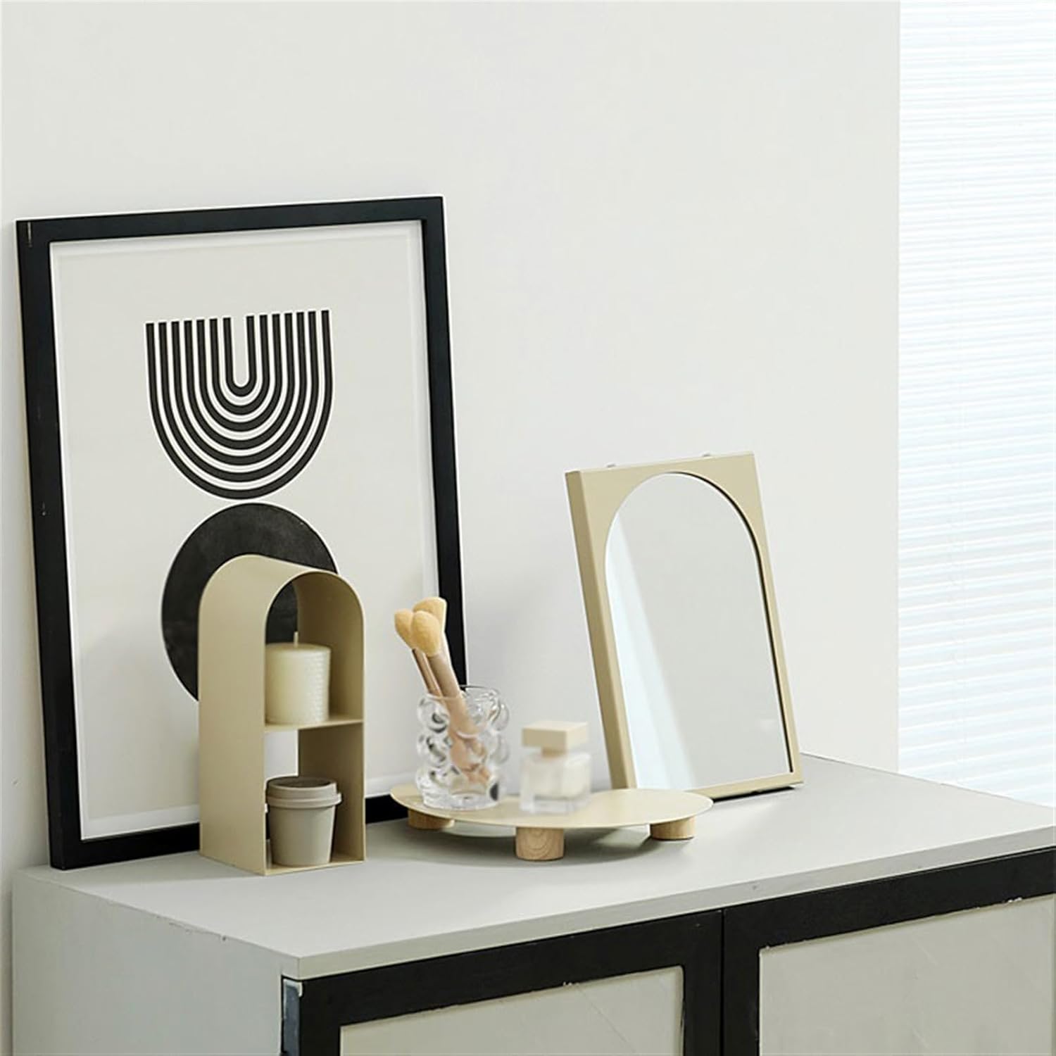 Vanity Makeup Mirror Minimalist Design Beige