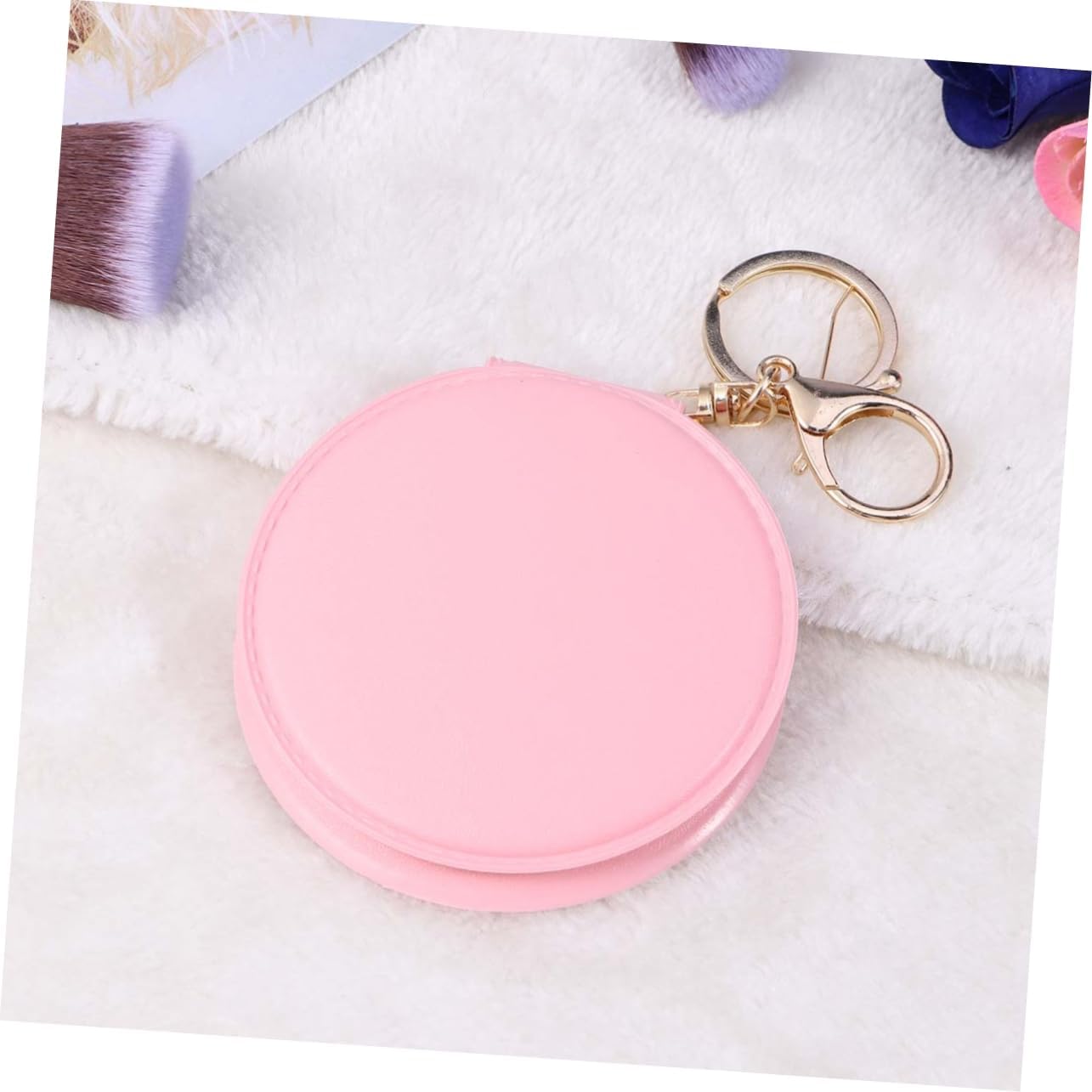 FOMIYES Mini Folding Makeup Mirror with PU Leather Frame