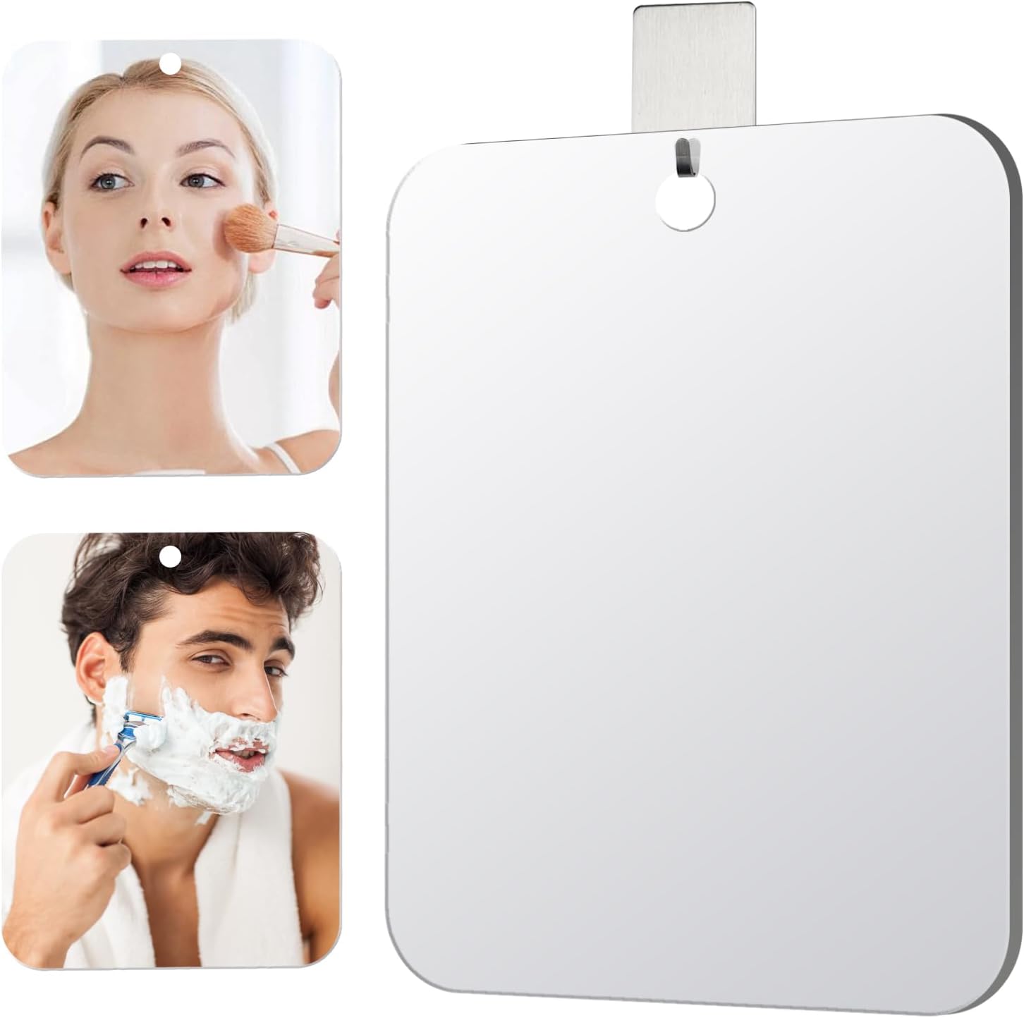 Fog-Free Shower Mirror with Shatterproof Acrylic and Hook