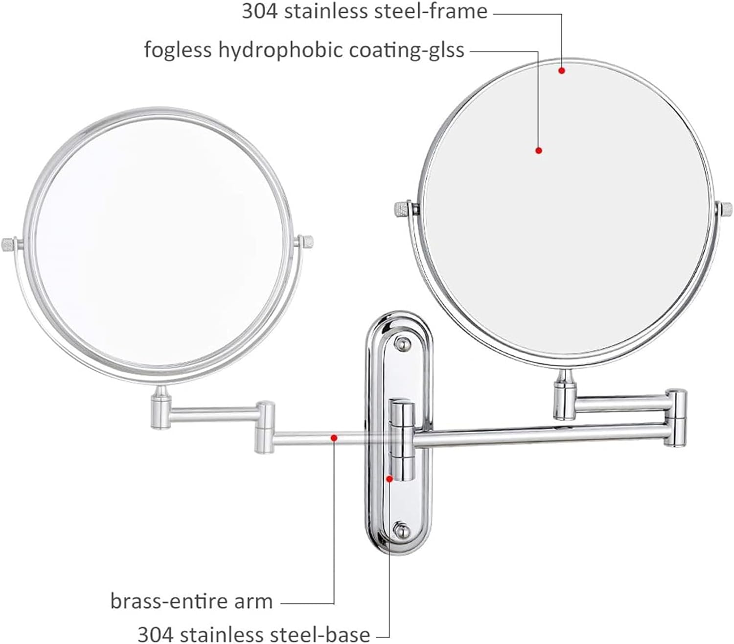 Touch Sensor Wall Mounted Lighted Makeup Mirror with 5X Magnification