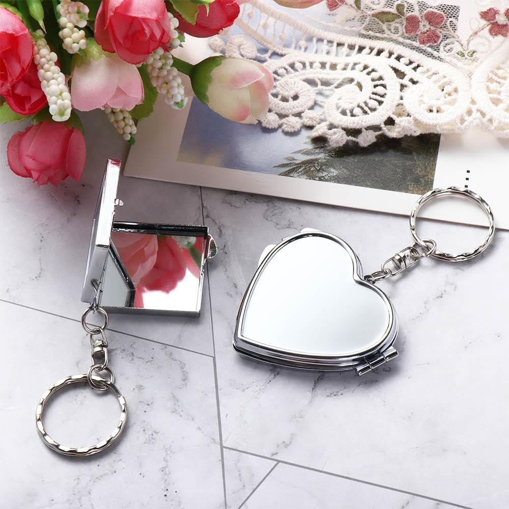 Portable Folding Mirror Keychain with Double-Sided Design