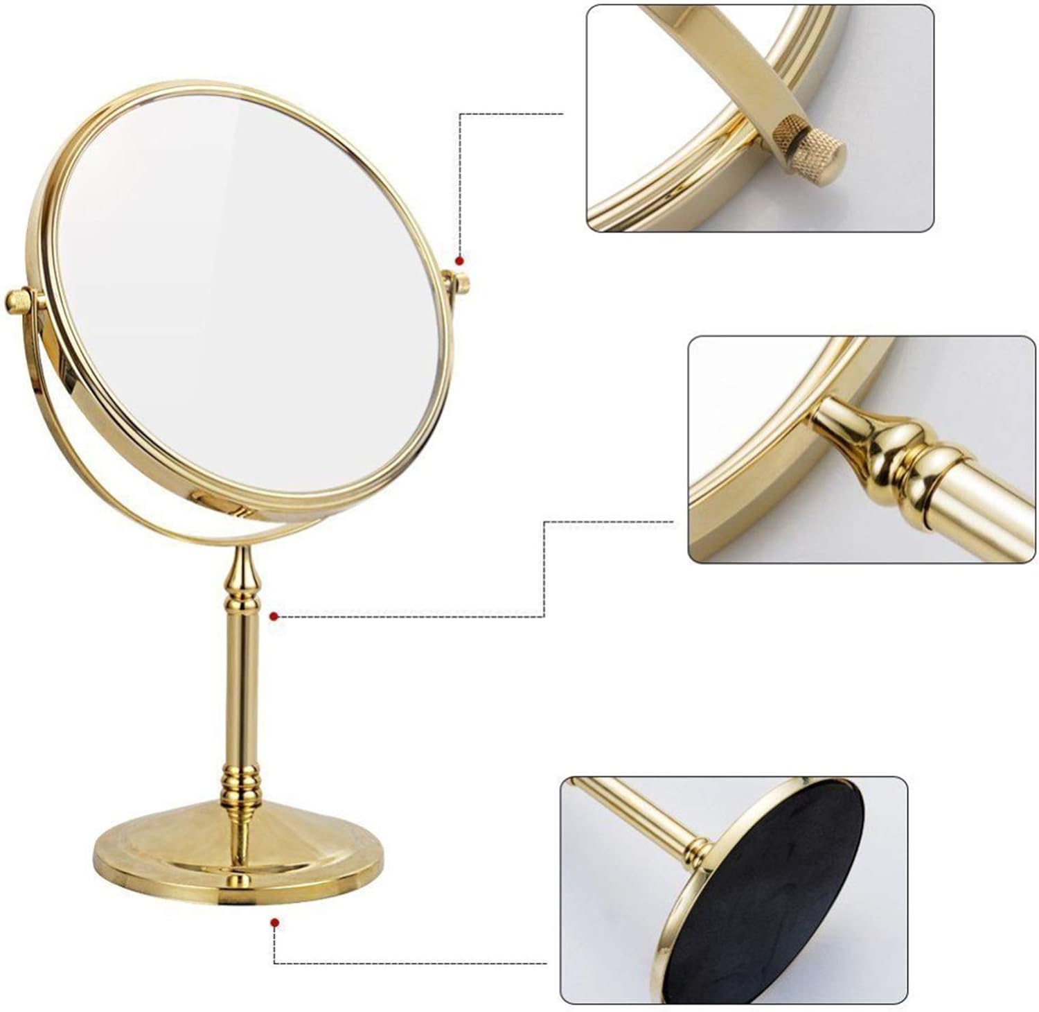 8 Inch Brass Vanity Mirror with 5X Magnification