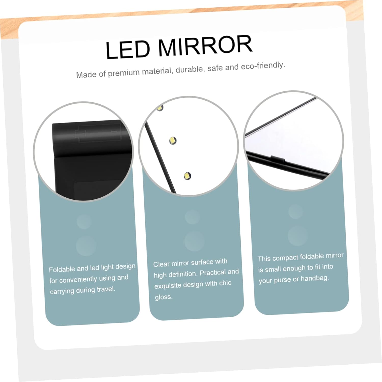 SAFIGLE Foldable LED Makeup Mirror Travel Portable