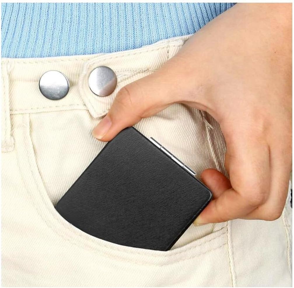 Black Compact Makeup Mirror with 1X2X Magnification