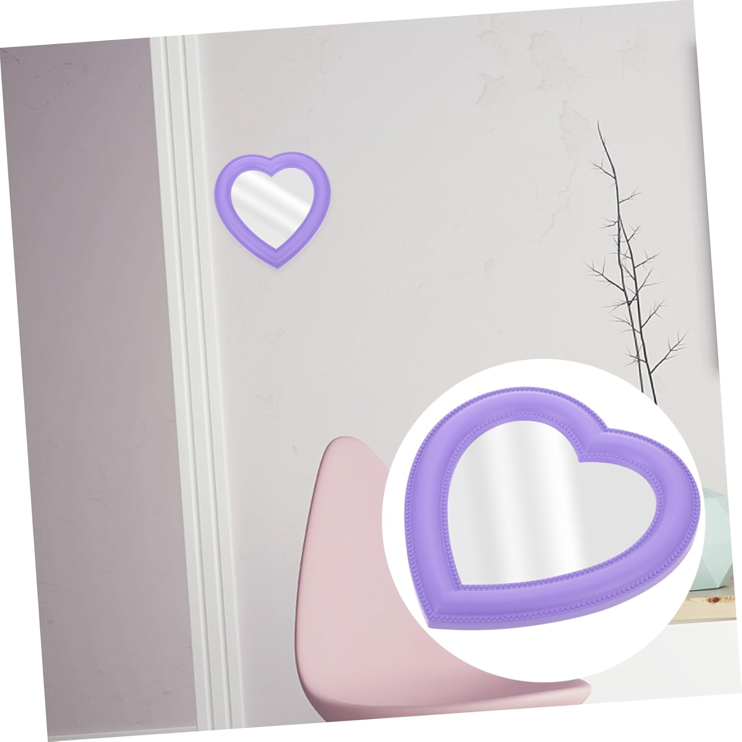 Cute Heart-Shaped Rotating Makeup Mirror
