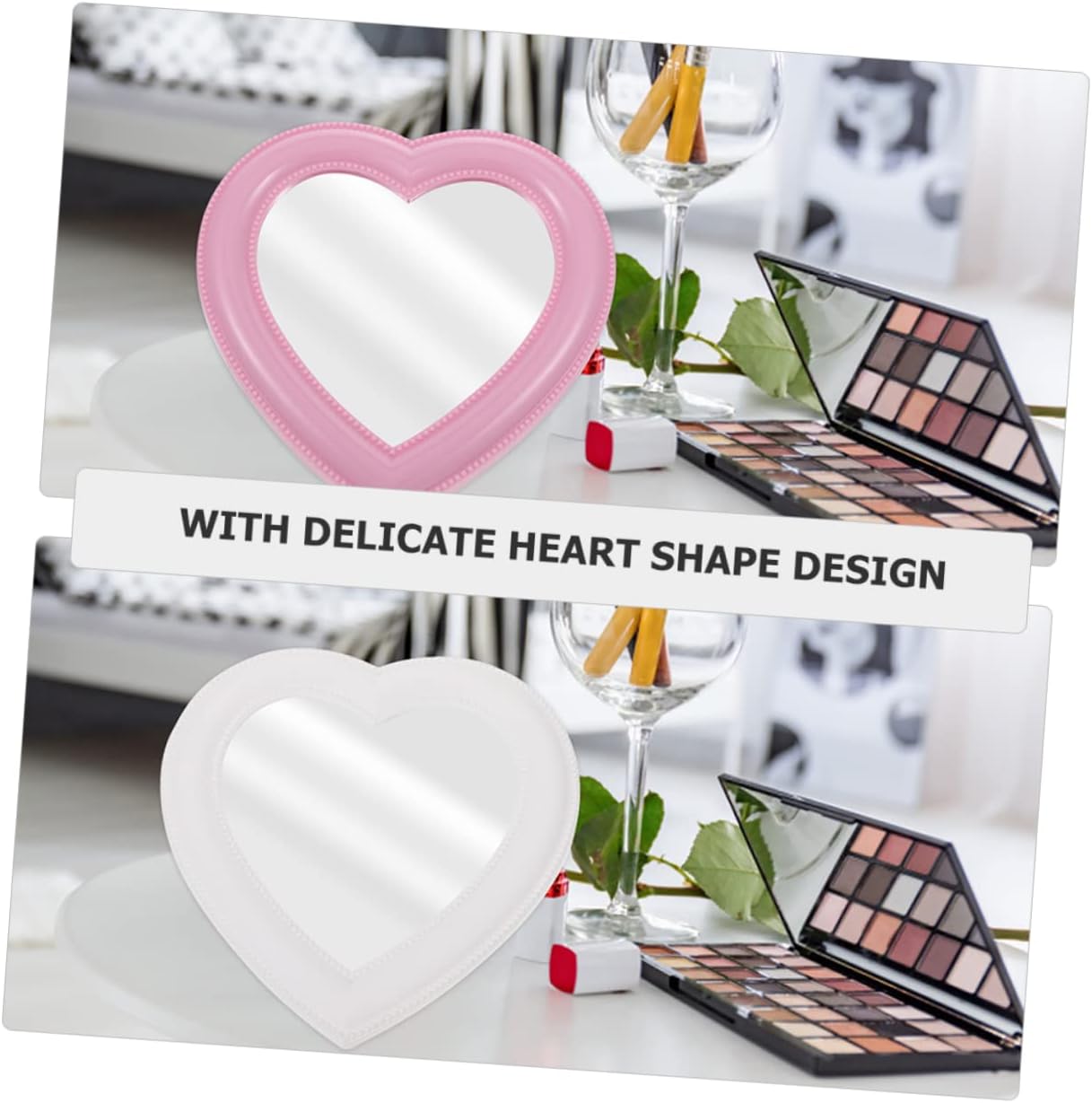Heart-Shaped Folding Makeup Mirror Set for Bedroom and Living Room