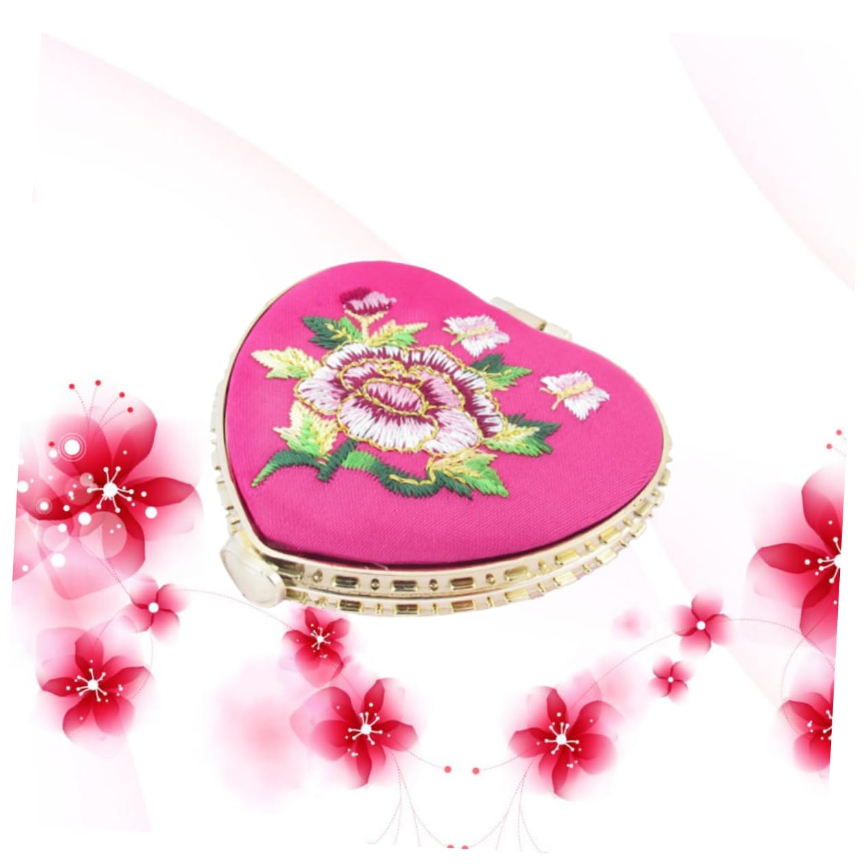Beavorty Compact Portable Mini Makeup Mirror Double-Sided Heart Design