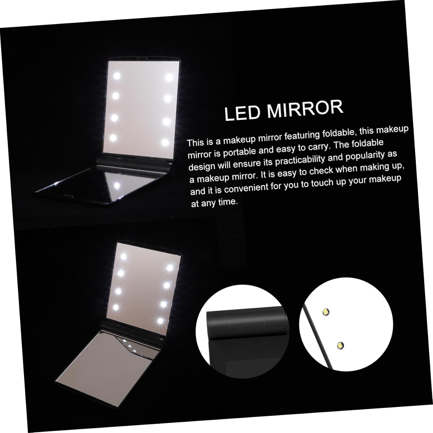 SAFIGLE Foldable LED Makeup Mirror Travel Portable