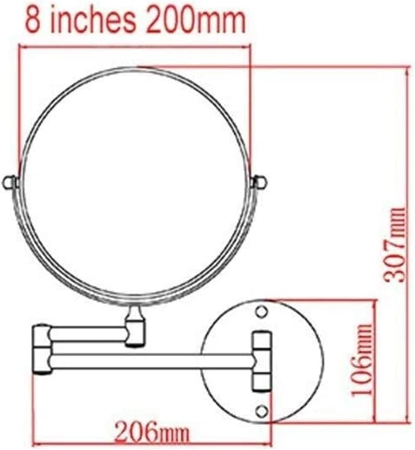FUDGIO 8-inch 5x Magnifying Makeup Mirror