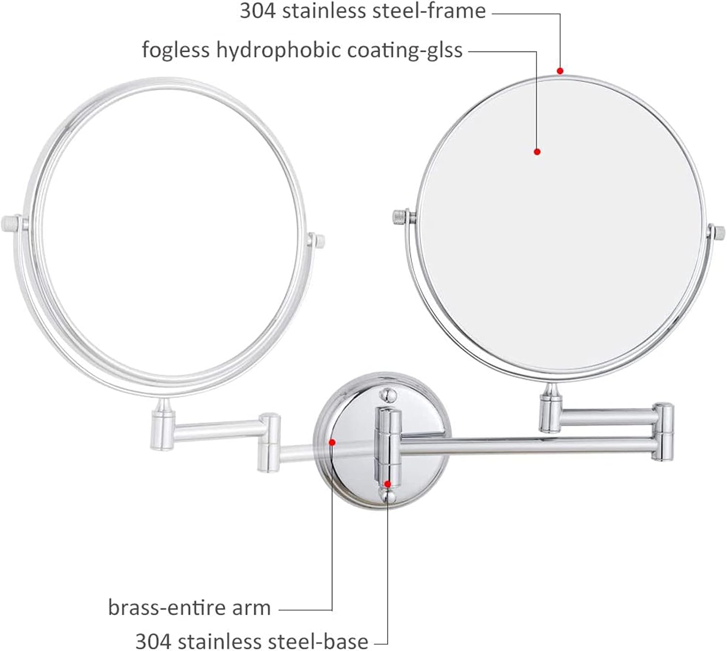 KEYQEEN Wall Mounted Makeup Mirror with 10X Magnification and Double Sided