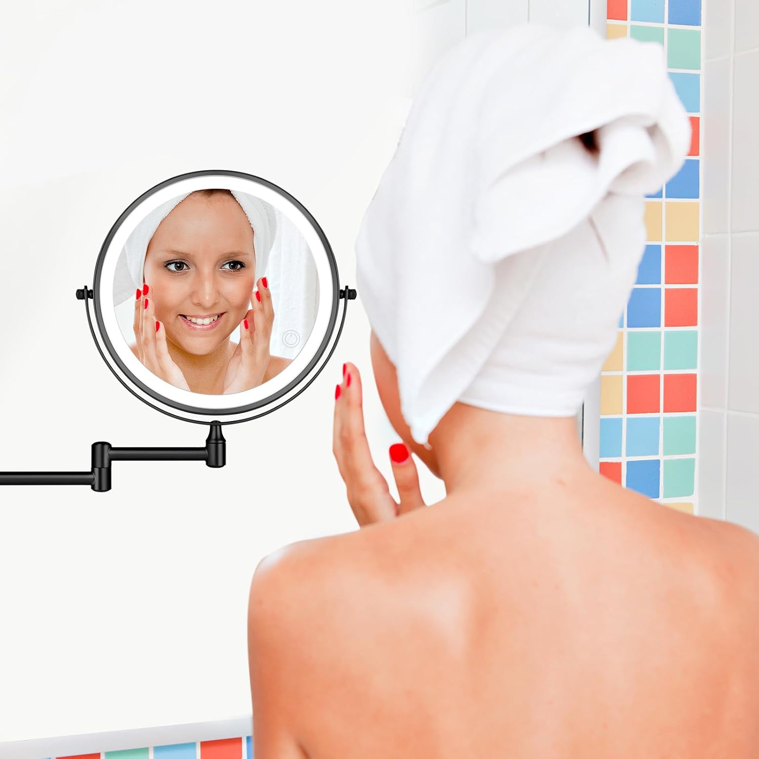 ZLOKLA 8 Inch Rechargeable Makeup Mirror with 1X10X Magnification