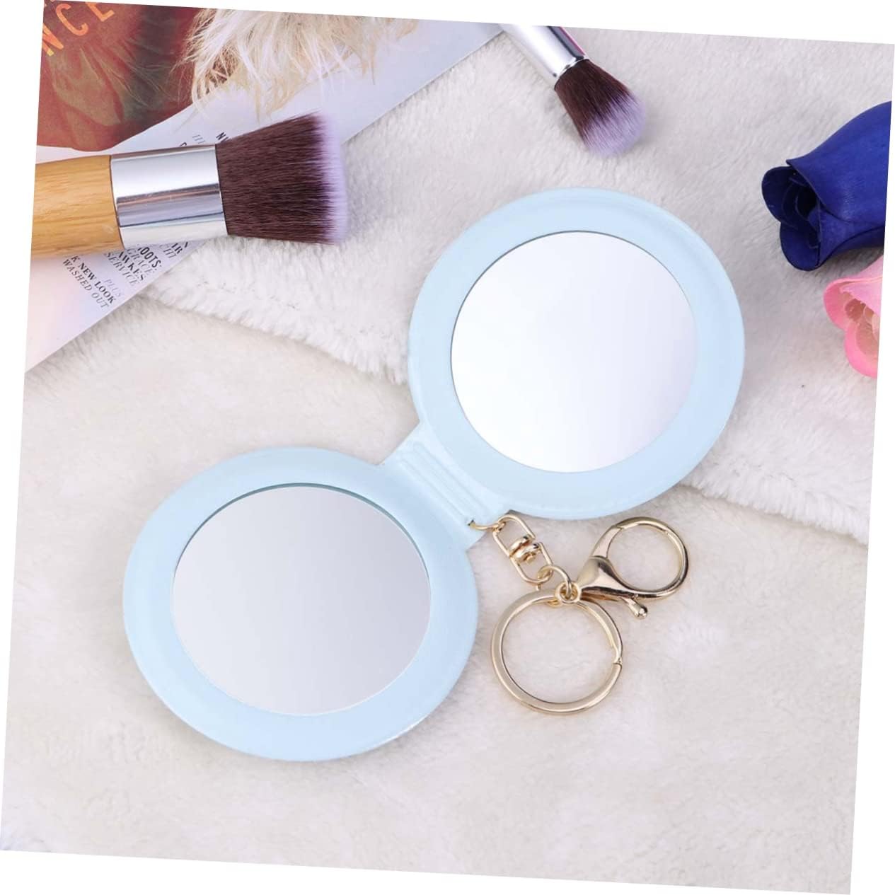 Angoily Mini Travel Makeup Mirror with PU Leather Frame