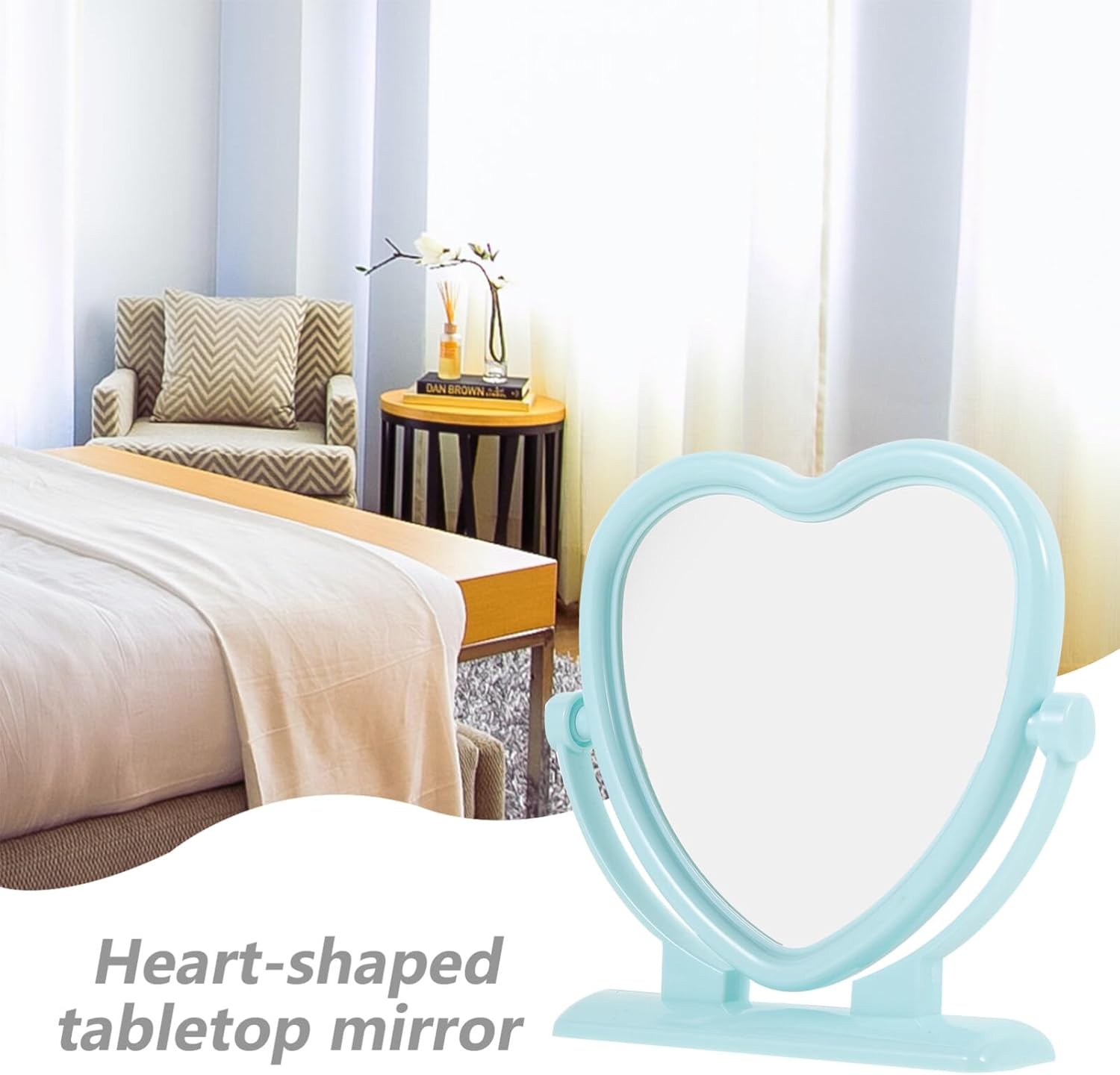FOMIYES Double-Sided Heart Shaped Vanity Mirror