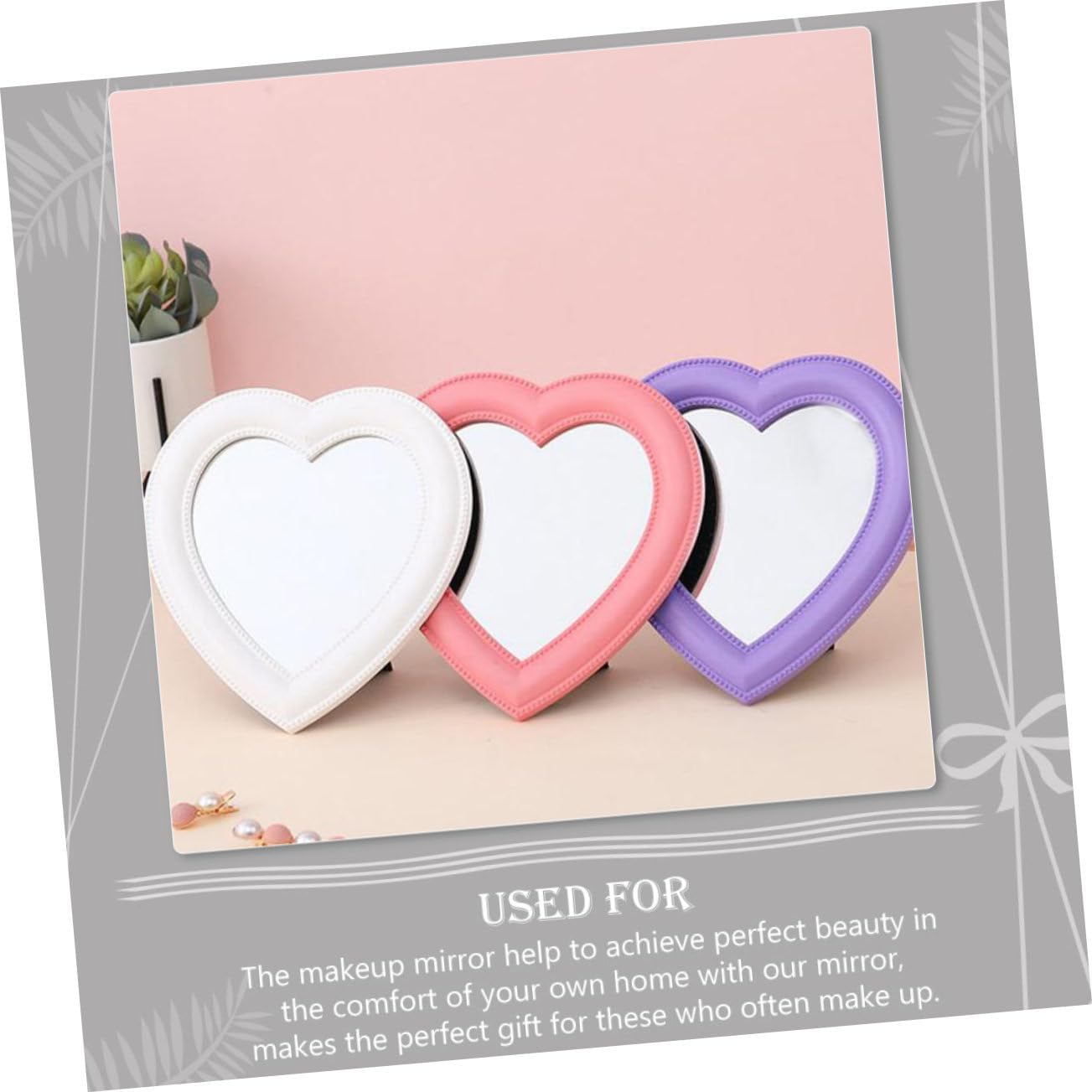 Gatuida 2pcs Heart Shape Makeup Mirror