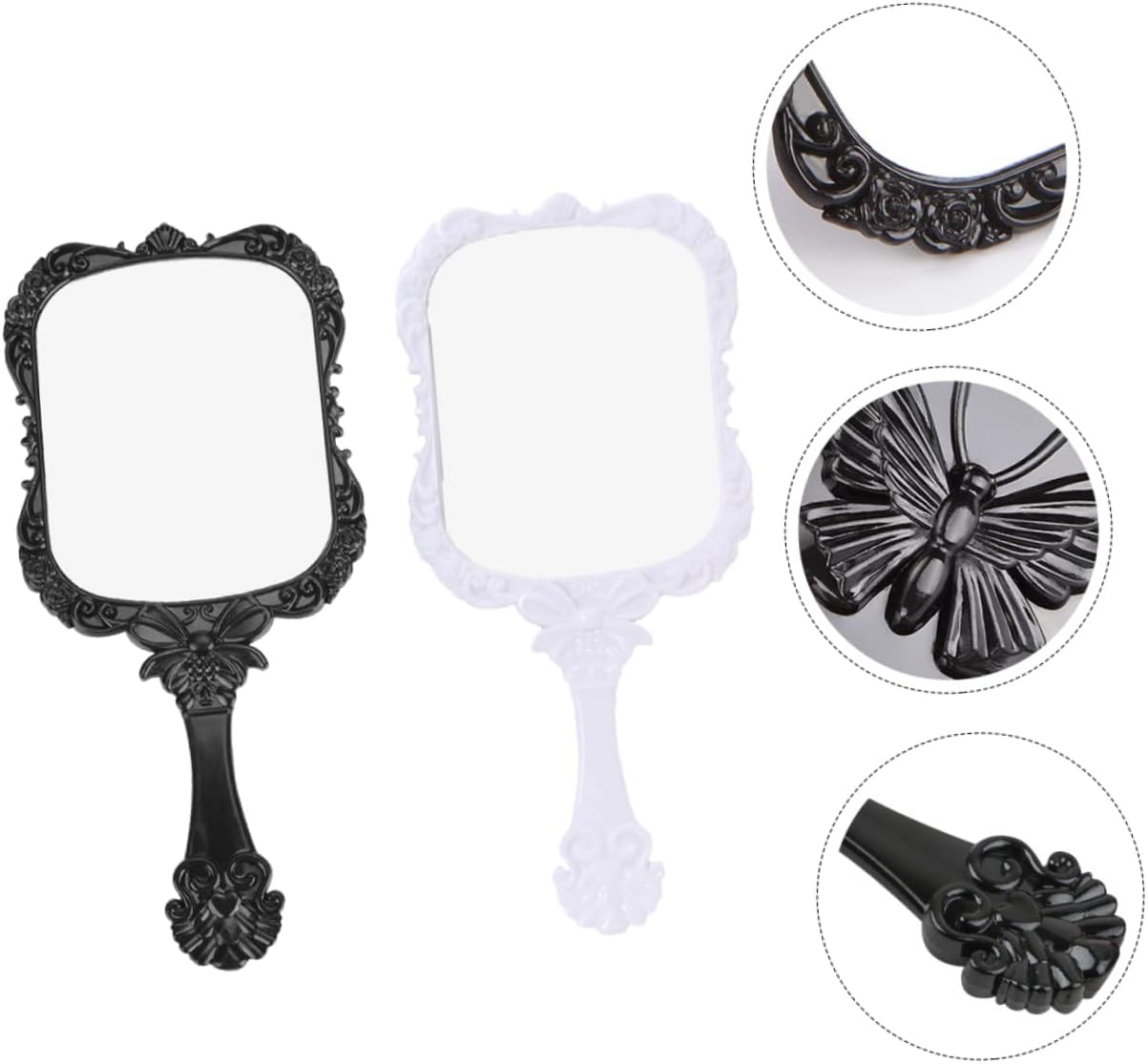 DOITOOL 2pcs Square Travel Beauty Mirror with Butterfly Carving