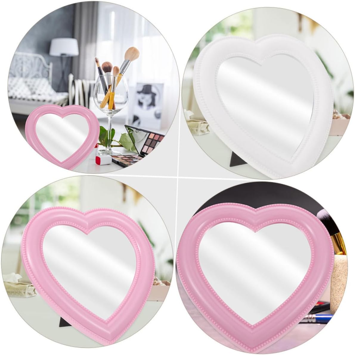 HAPINARY Heart Shape Vanity Mirror Set 2pcs Wall Mounted