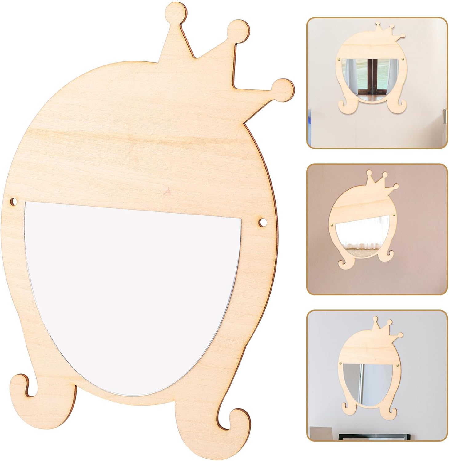 Cute Cartoon Wooden Makeup Mirror for Home and Beauty Use