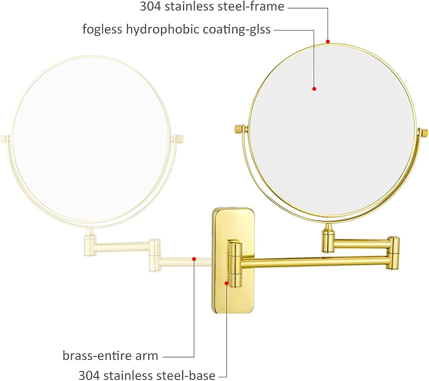 NOVOCE 8 inch Double Sided Makeup Mirror with 7X Magnification