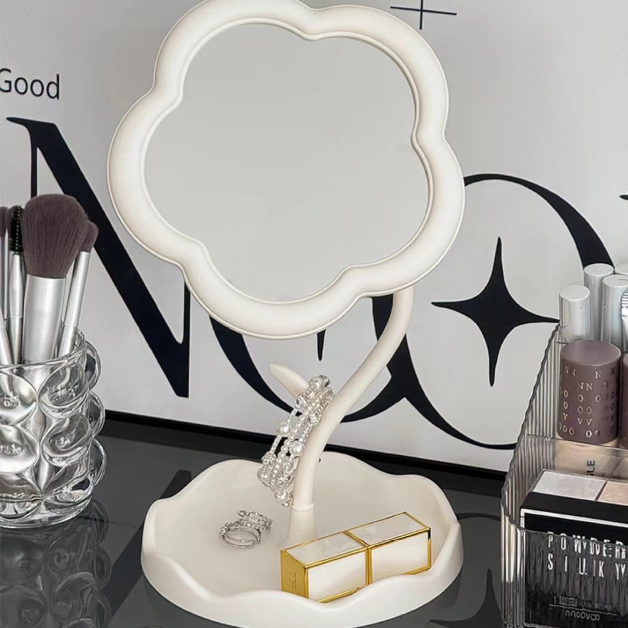 SSNMEI Flower Makeup Mirror 3x Magnification White 1