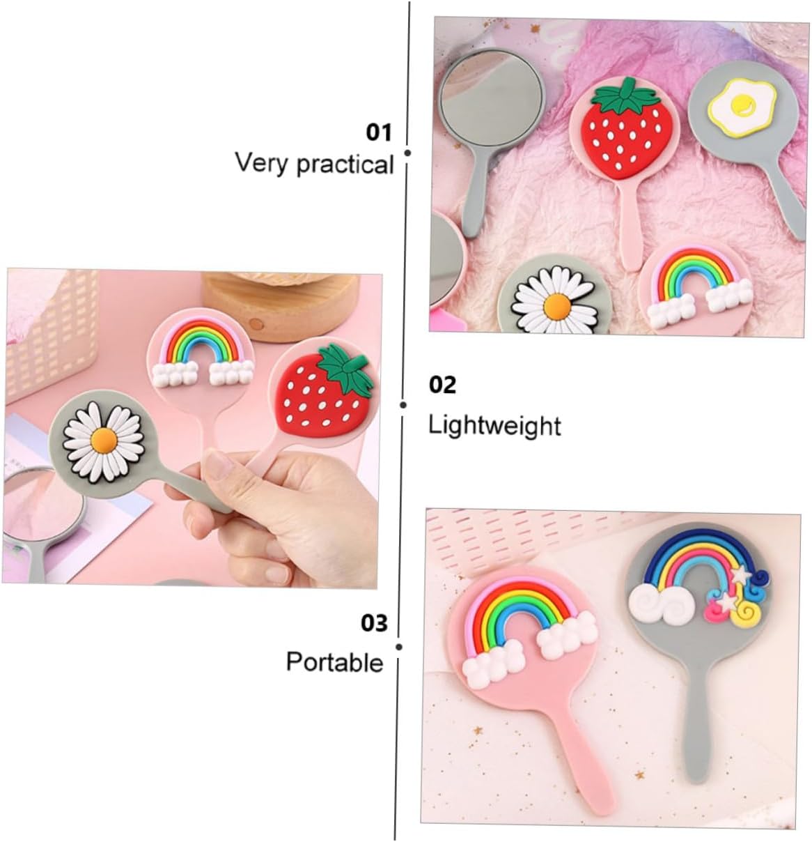MERRYHAPY Compact Portable Makeup Mirror with Light