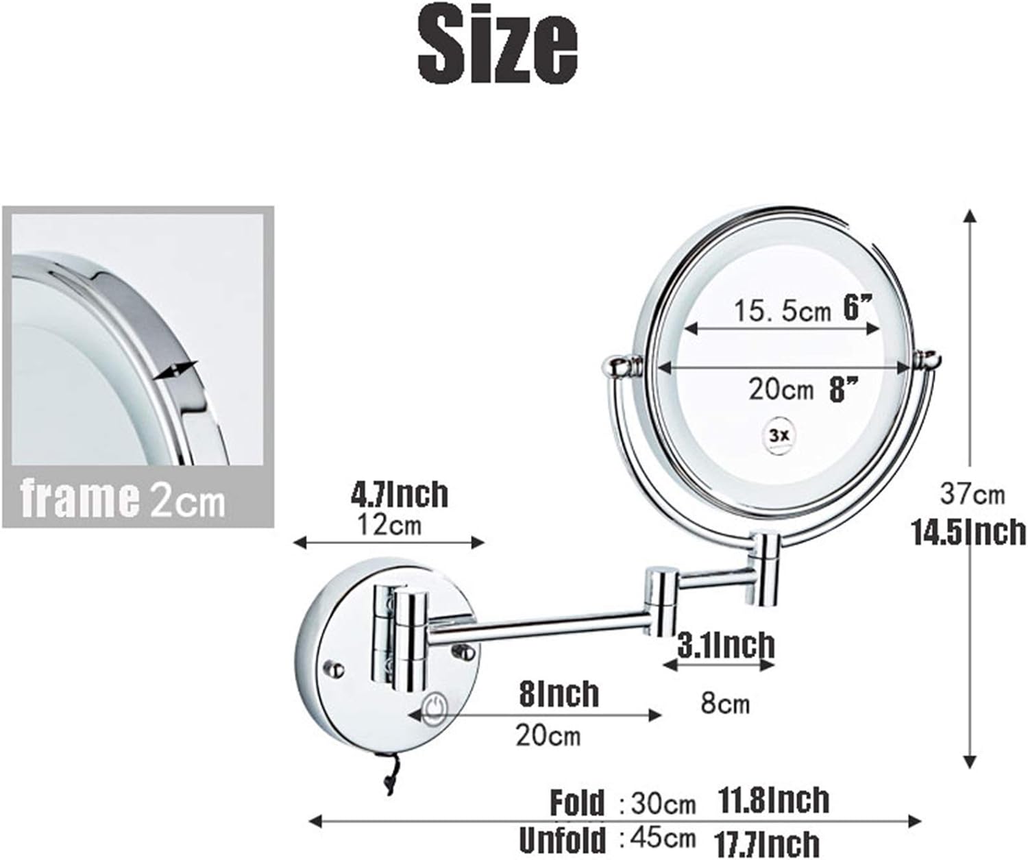 AMHIL 360 Rotate Makeup Mirror Wall Mounted
