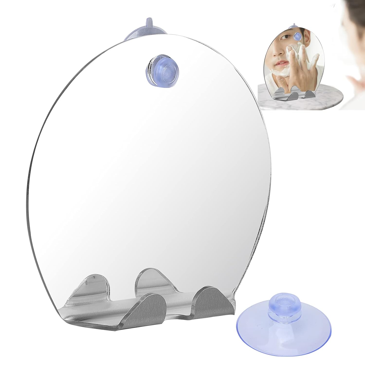 Dioche Fogless Round Shower Mirror with Suction Cup