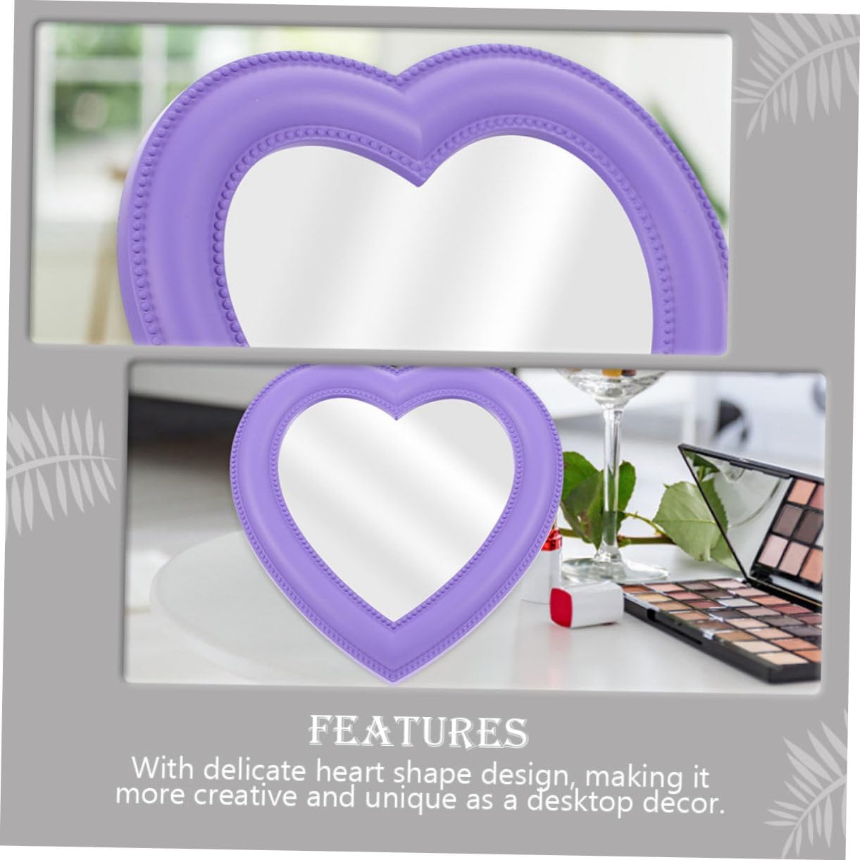 VANZACK Heart-Shaped Vanity Mirror Set for Desk and Wall 1
