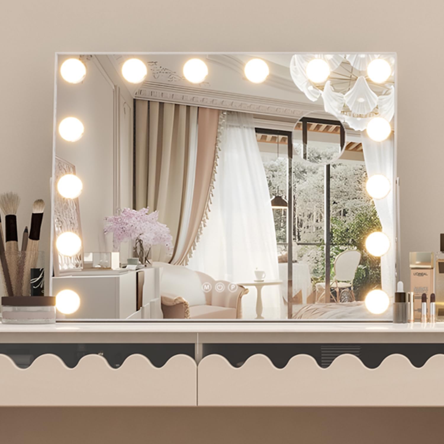 NEUWEABY Vanity Mirror with 15 LED Lights