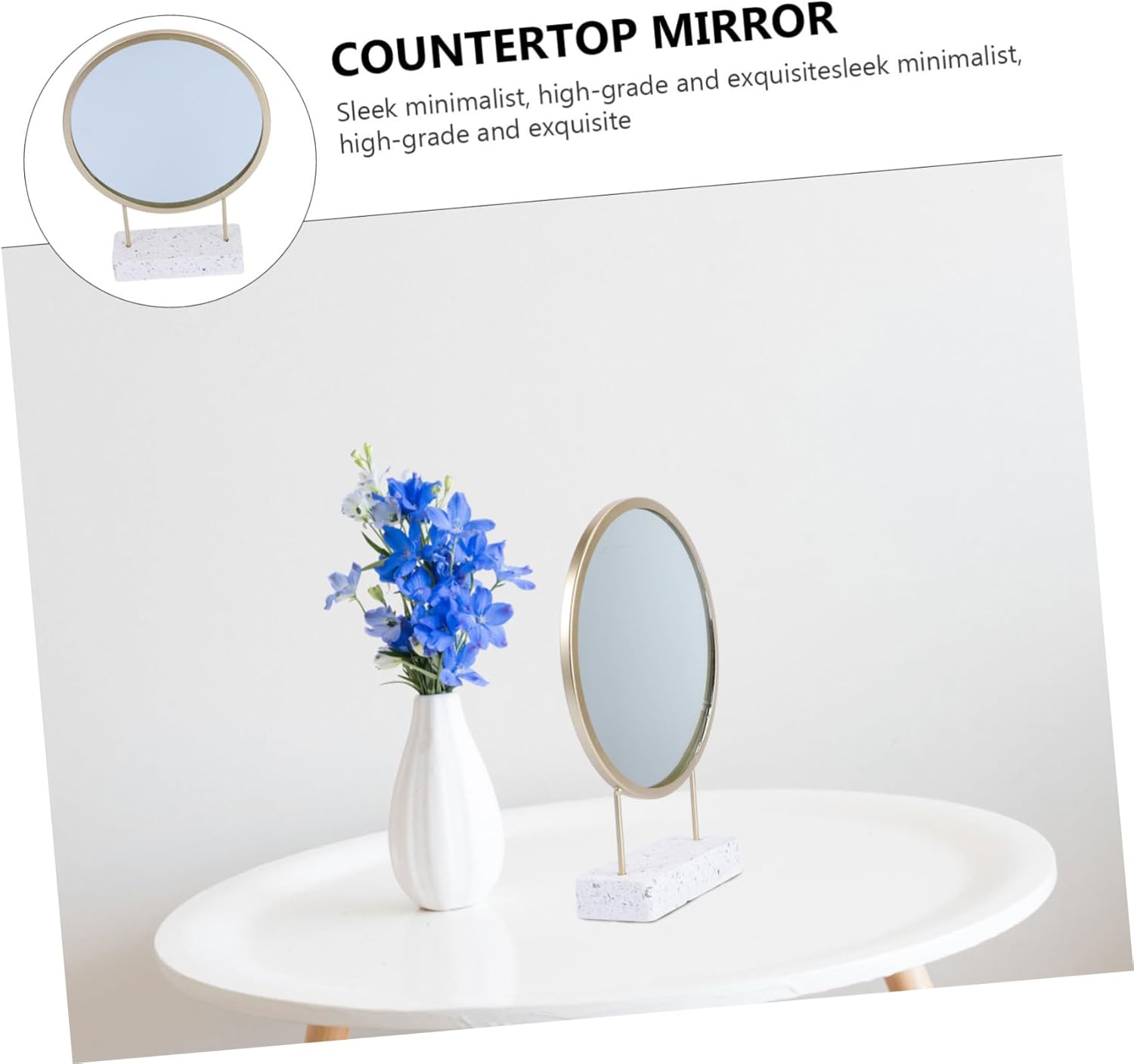 IMIKEYA Portable Makeup Mirror with Stand