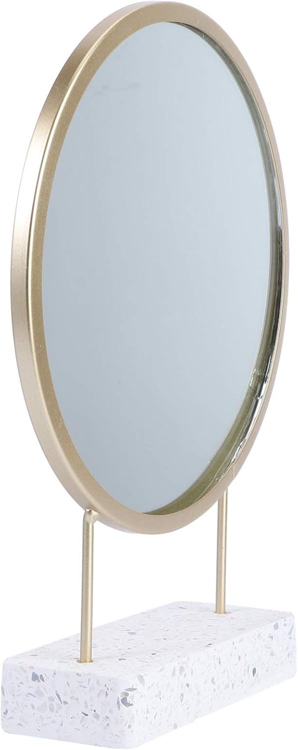 EXCEART Round Mirror with Stand for Bathroom Vanity