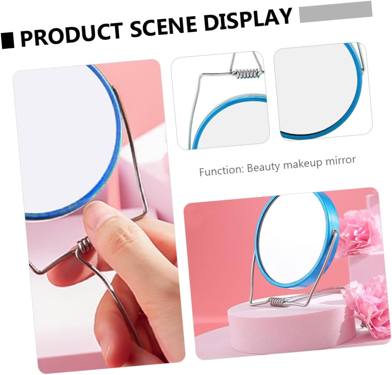 Double-Sided Portable Round Cosmetic Mirror for Girls