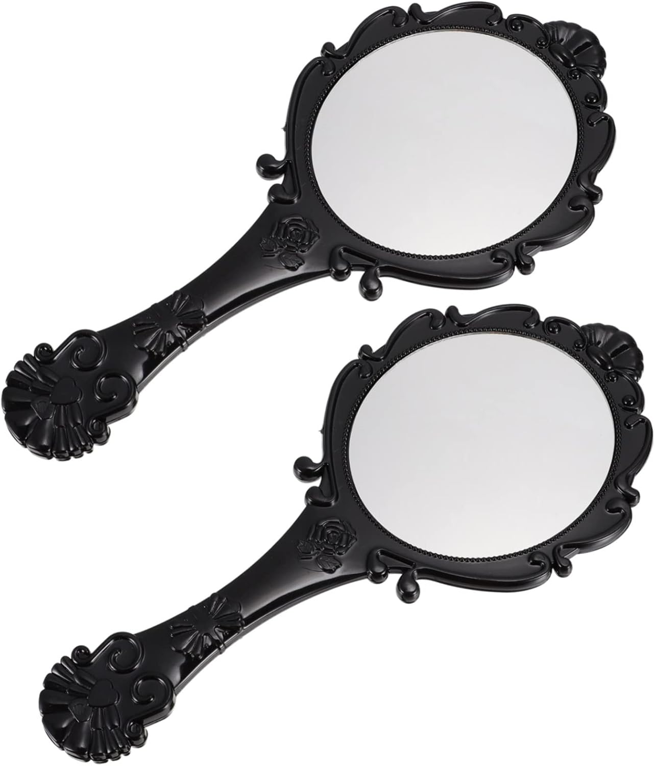 2Pcs Retro Handheld Makeup Mirror for Women