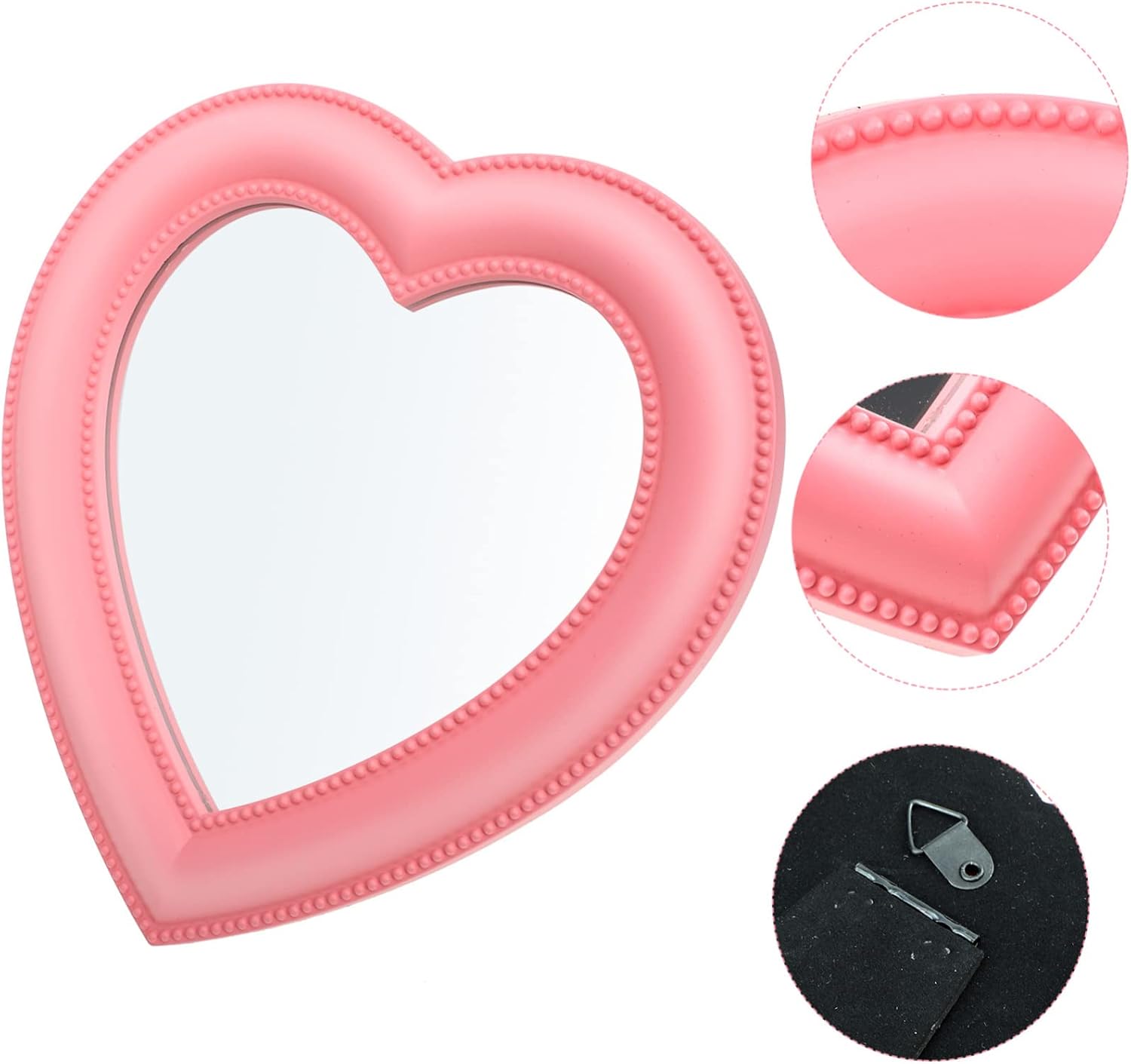 FRCOLOR Heart Shape Dresser Mirror Dual Use 1