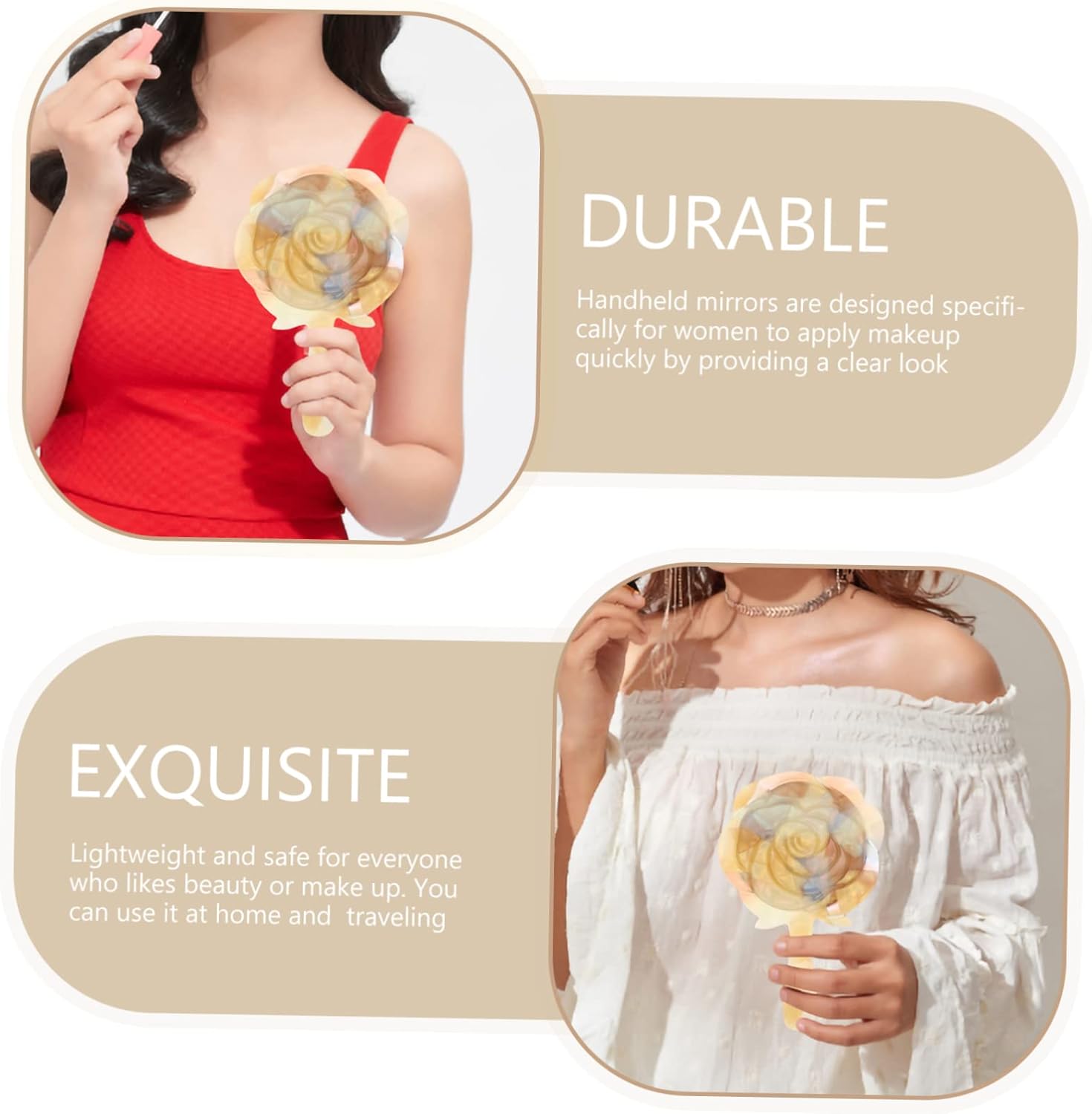 DOITOOL Heart Shaped Compact Travel Mirror for Women