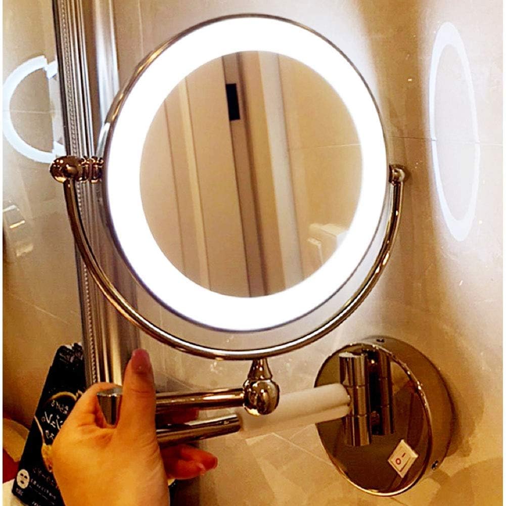 DEIHGE Wall-Mounted Makeup Mirror with LED Light and 360 Swivel