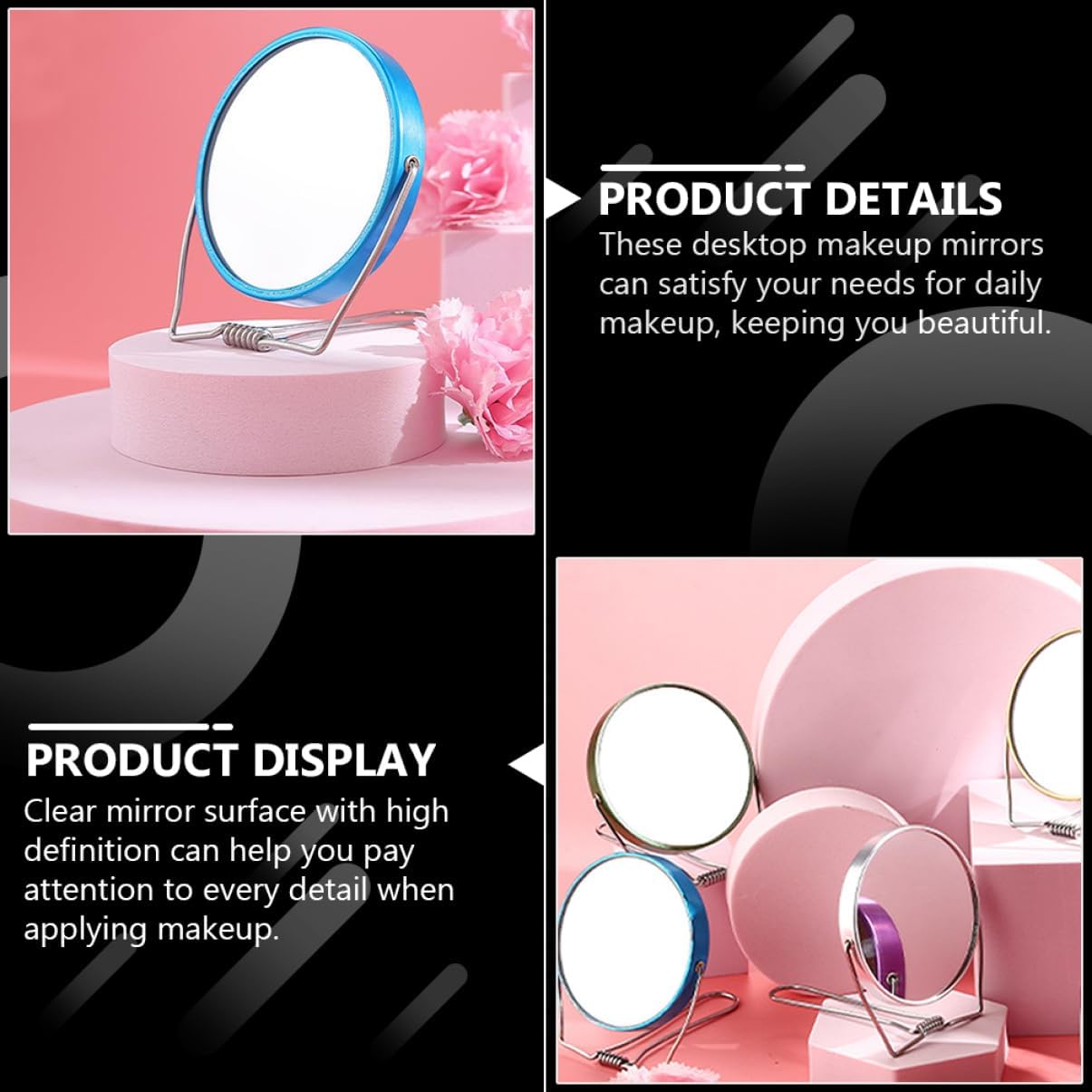 PartyKindom Foldable Double-Sided Makeup Mirror