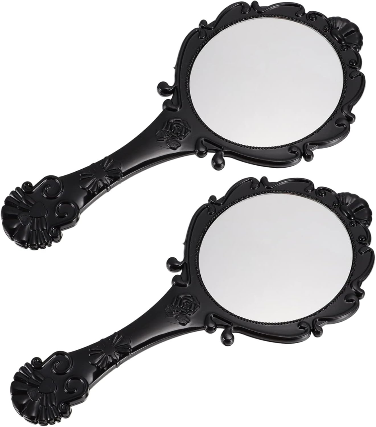 Vaguelly 2Pcs Handheld Retro Makeup Mirror