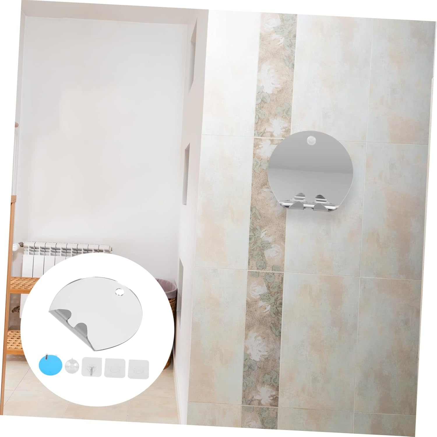 Portable Bathroom Mirror with Suction Cups and Anti-Fog Design