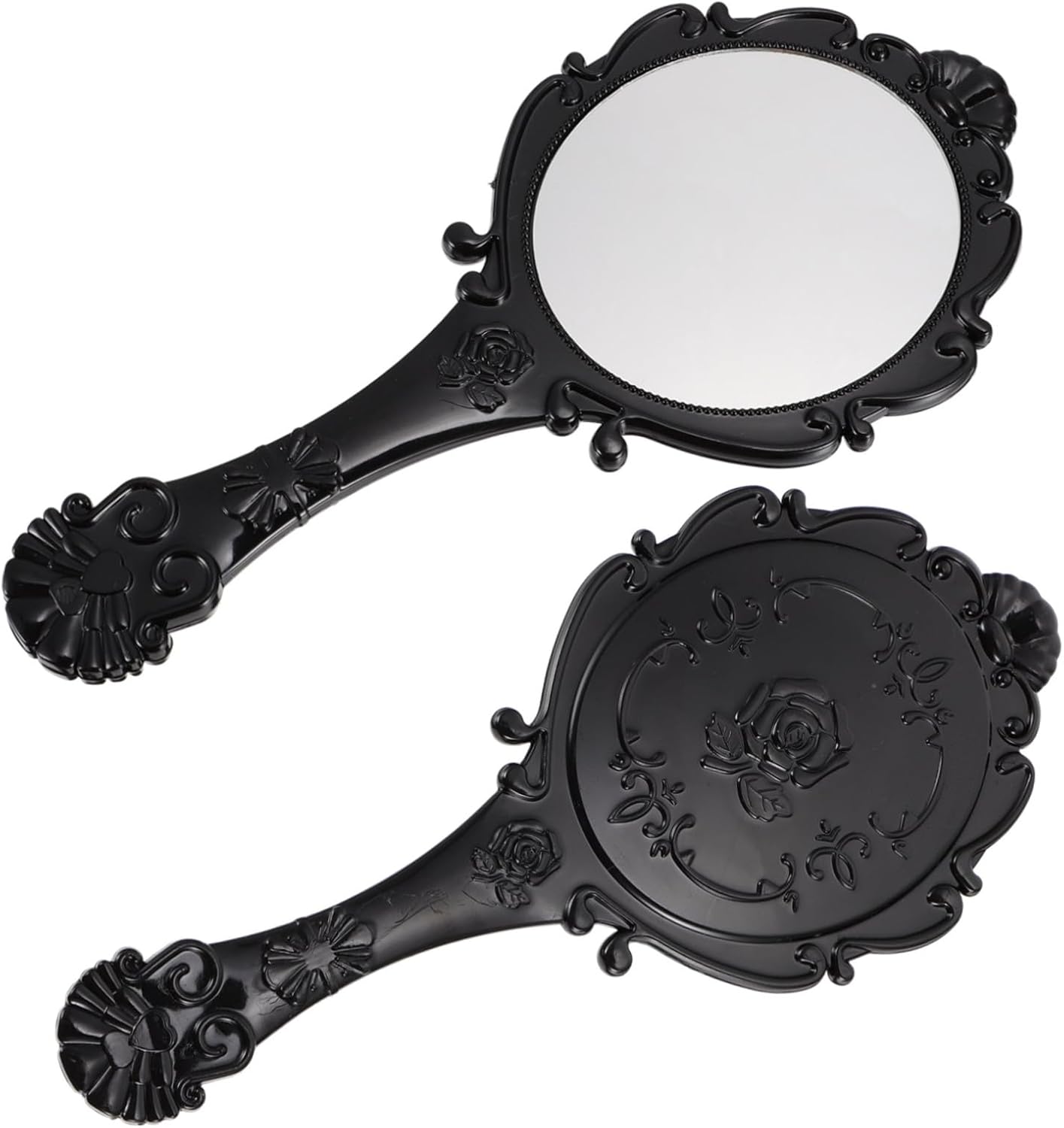 2pcs Retro Gold Frame Makeup Mirror Portable