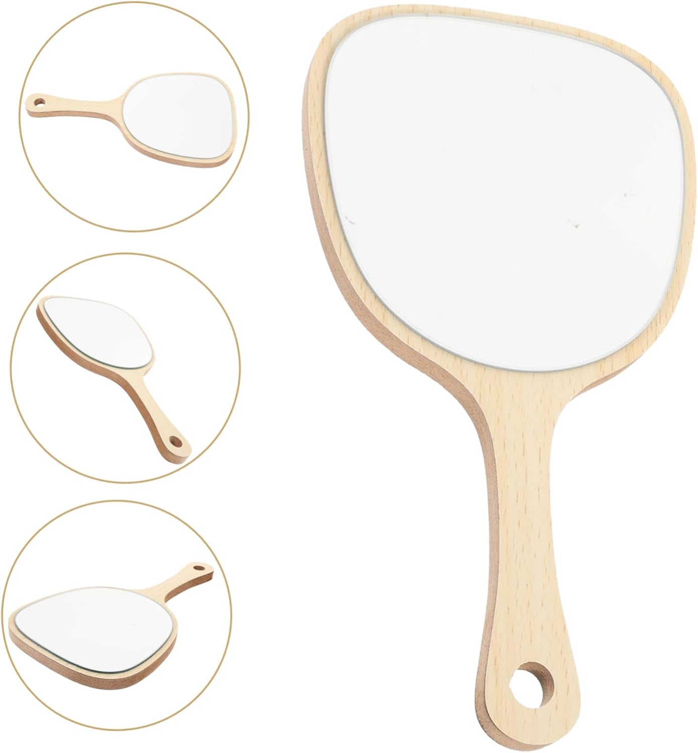 Portable Wooden Handle Mirror for Travel and Home Use 1