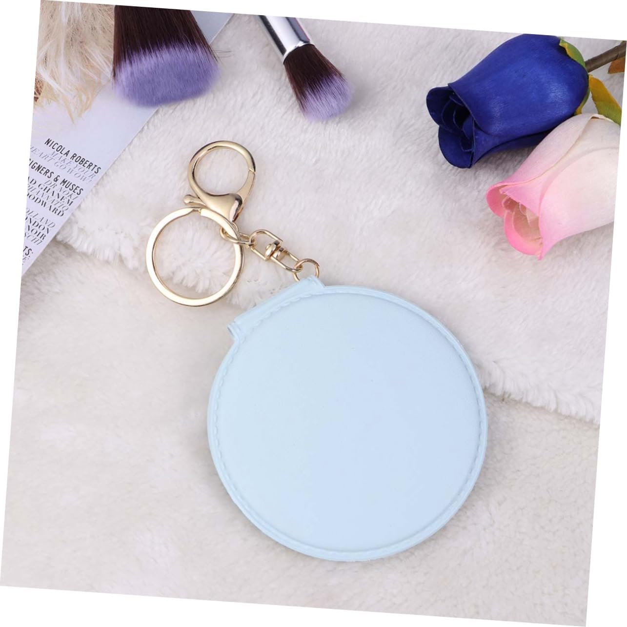 Angoily Mini Travel Makeup Mirror with PU Leather Frame