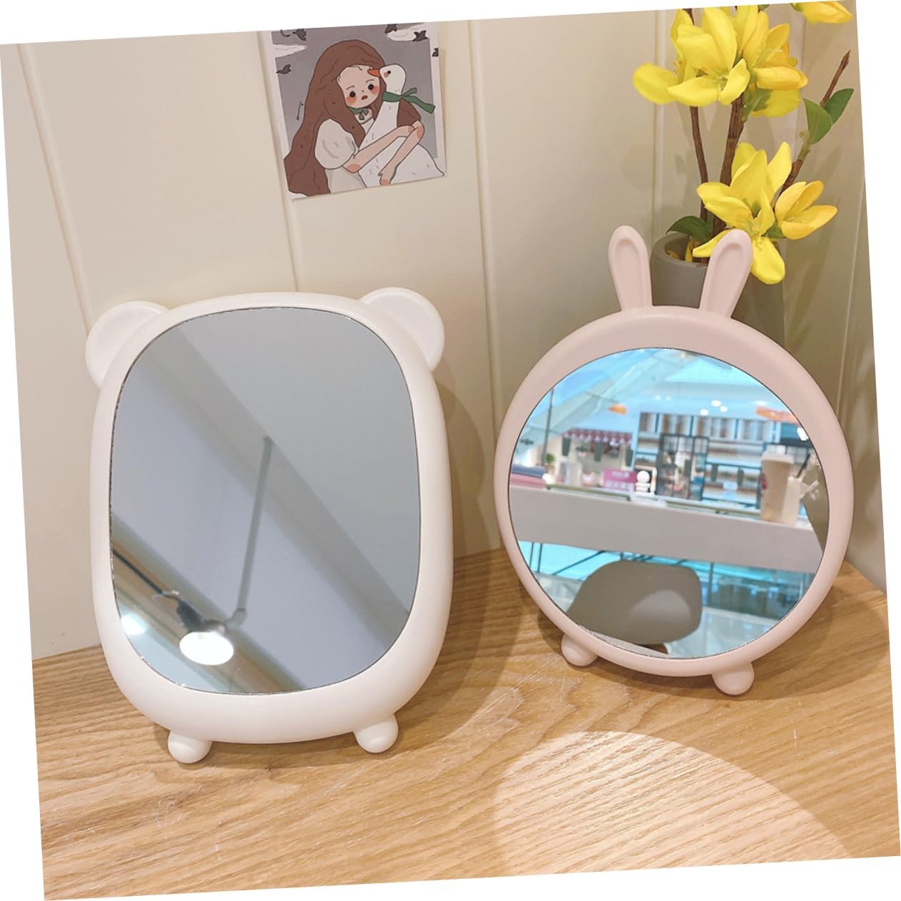 Ipetboom Cartoon Style Dorm Makeup Mirror