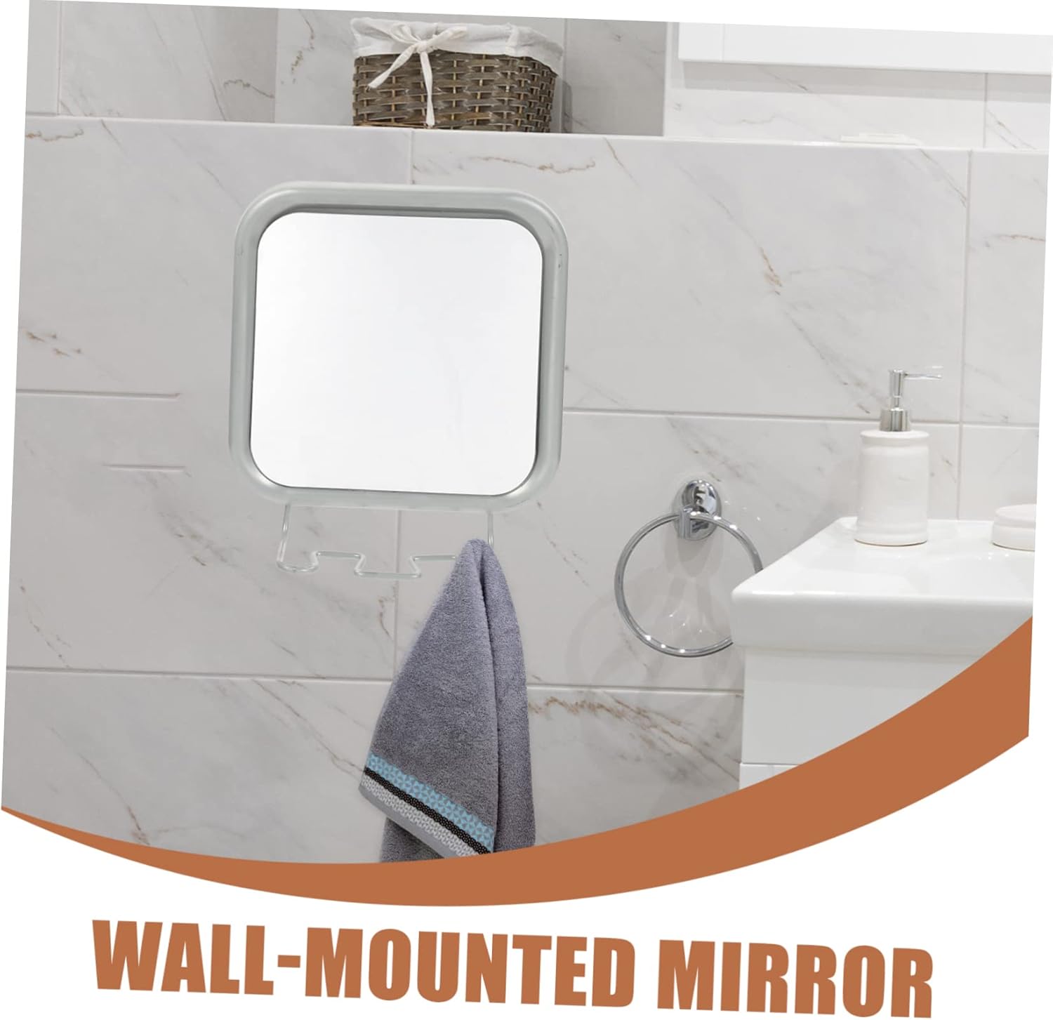 Yardwe Hook Vanity Mirror for Shower Shaving Anti Fog Mirror