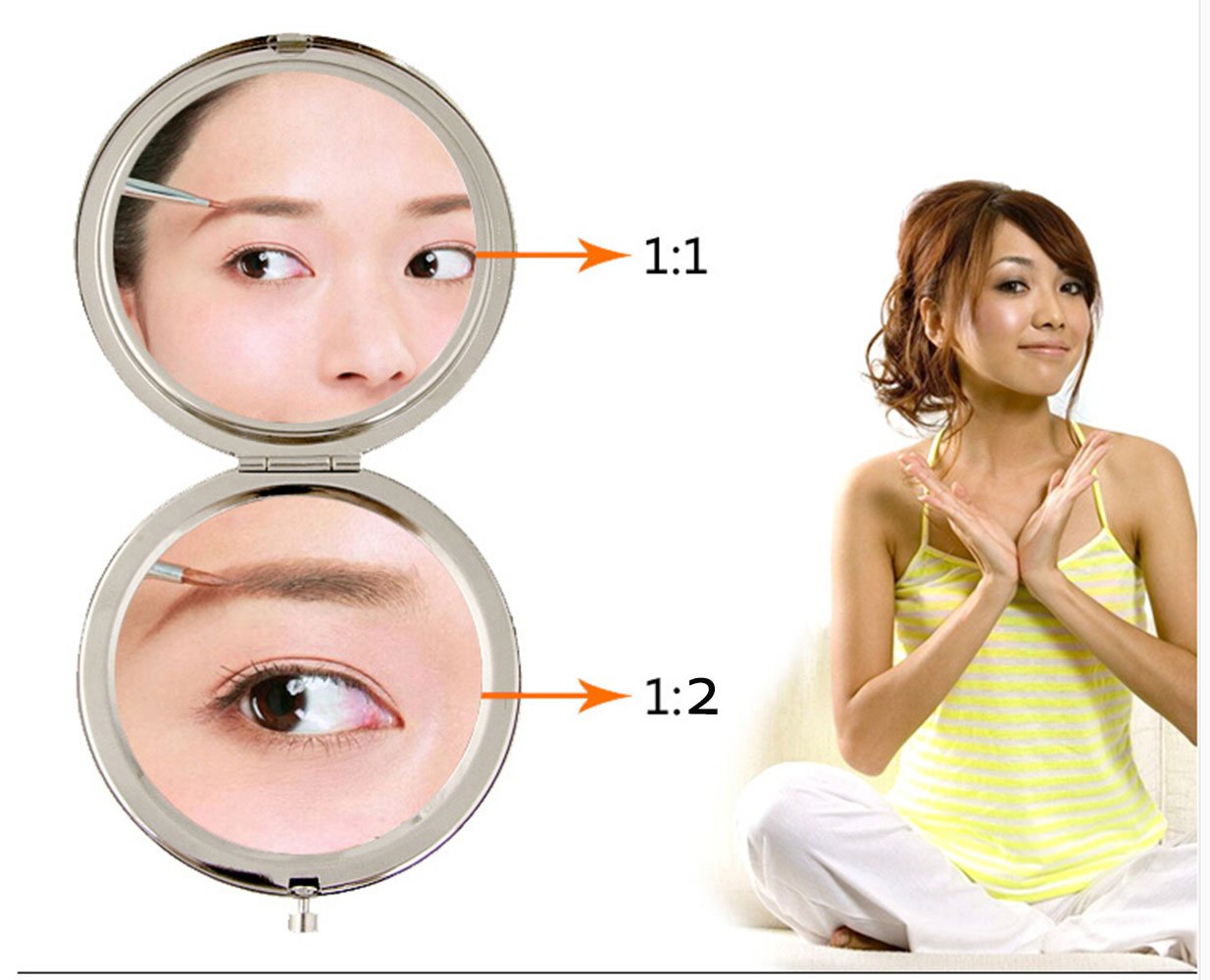 KOLIGHT Double Sides Portable Foldable Metal Makeup Mirror