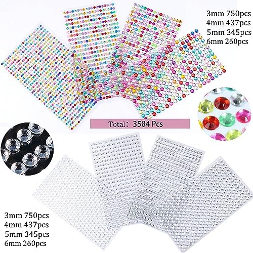3584 Pcs Rainbow Rhinestones for Makeup Eyes Face Gems