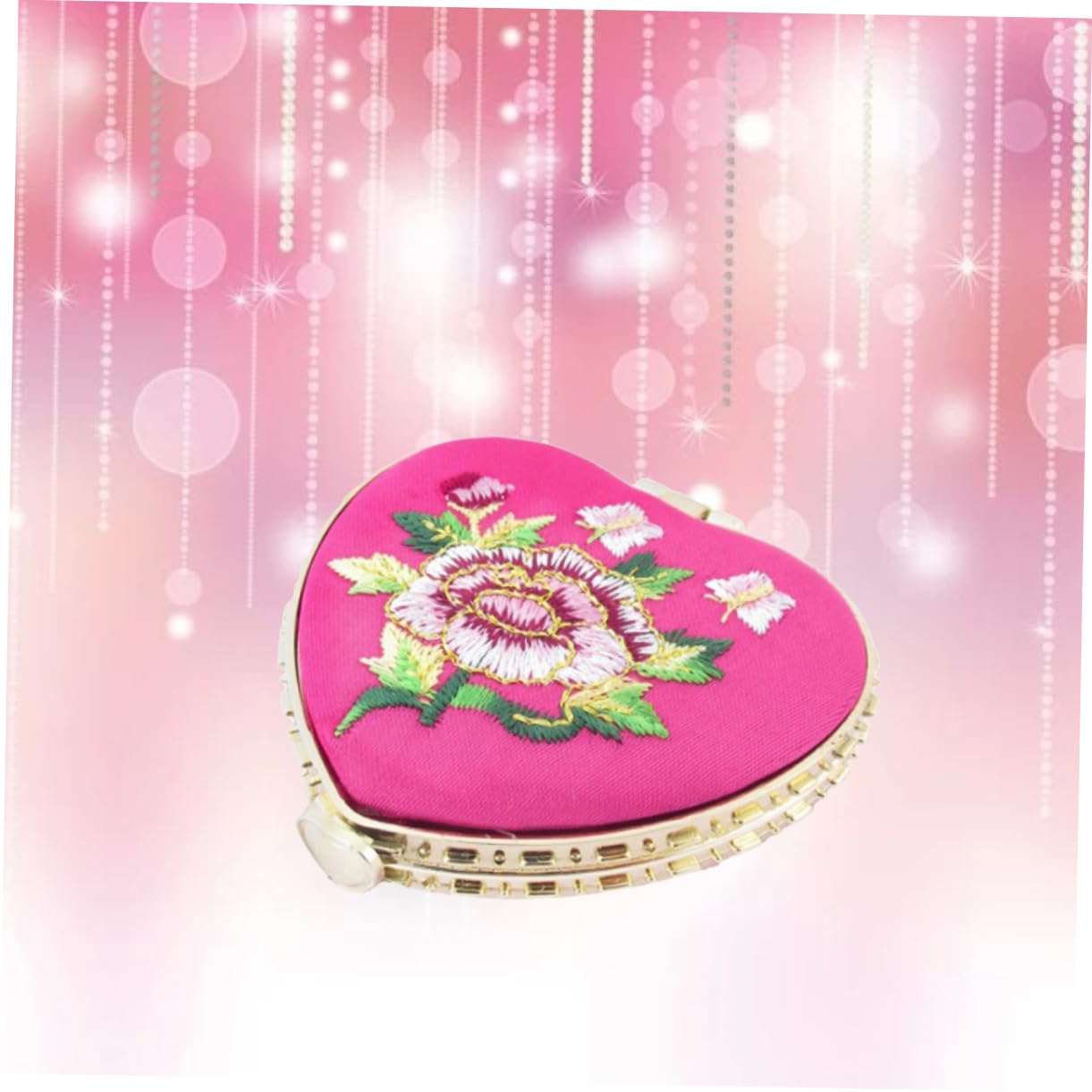 Beavorty Compact Portable Mini Makeup Mirror Double-Sided Heart Design