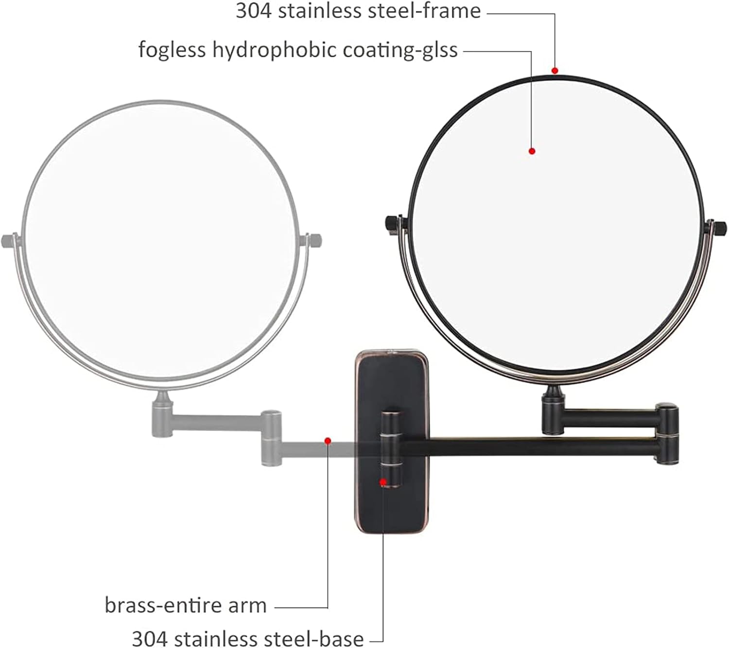 NOVOCE 8 Inch Double Sided Makeup Mirror with 7X Magnification 1