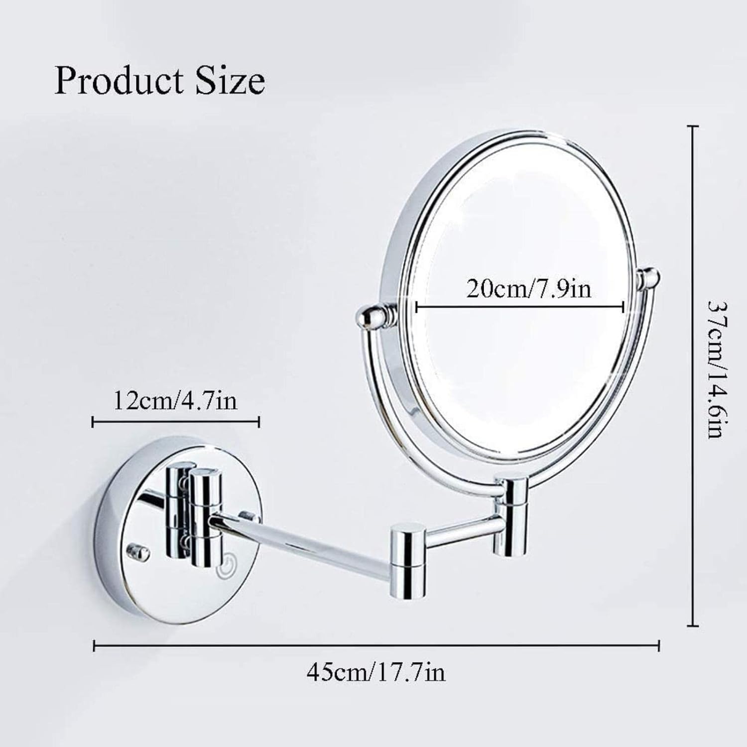 DEIHGE 360 Rotate Double-Sided Makeup Mirror with LED Light Zirconium Gold